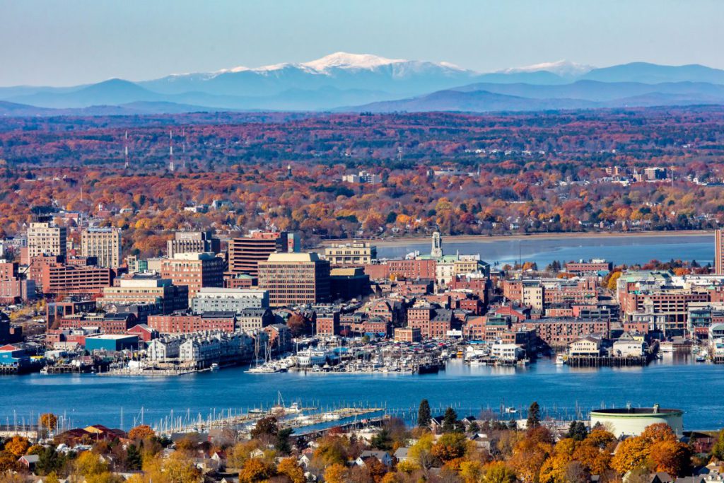 aerial view of portland maine