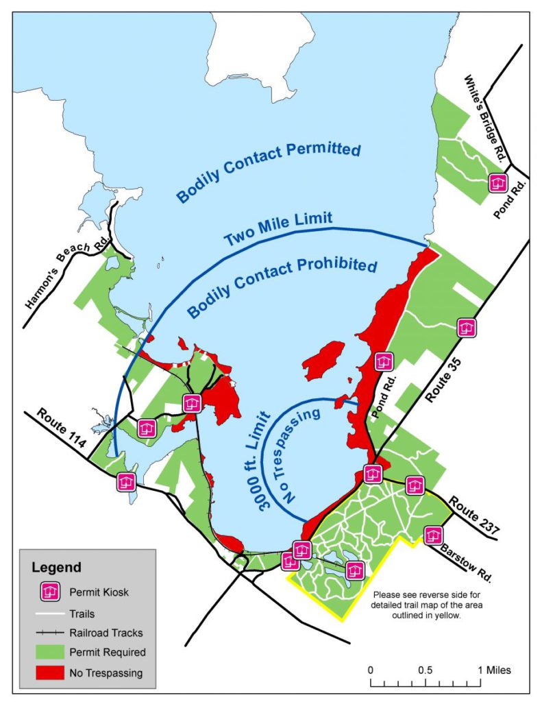 illustrated map depicting the protection zones on Sebago Lake