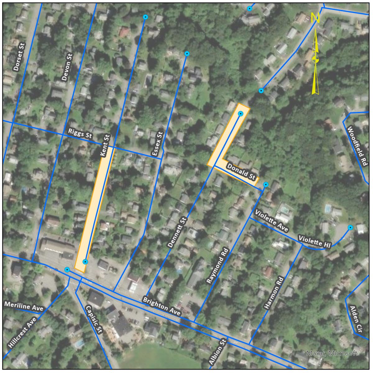 map of Kent and Donald street